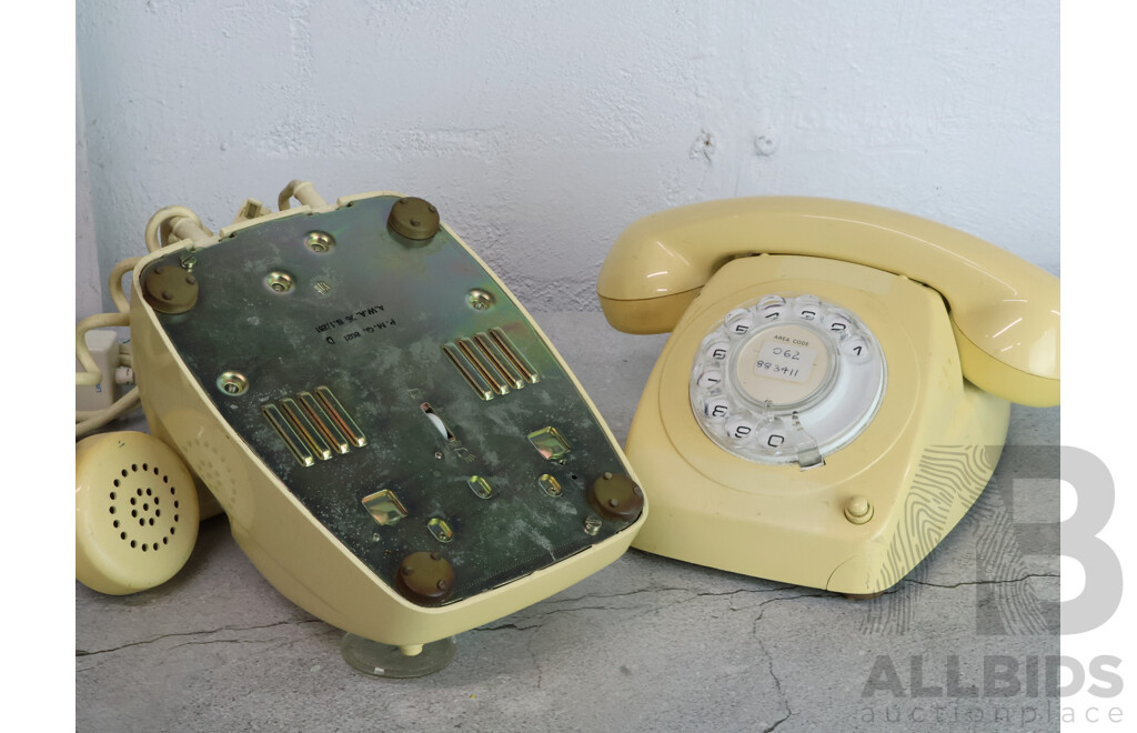 Pair of Beige Retro Dial Telephones