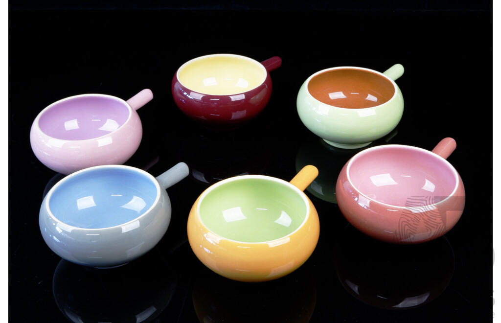 Set Six Hand Made Australian Studio Pottery Harlequin Ramekins by Martin Boyd