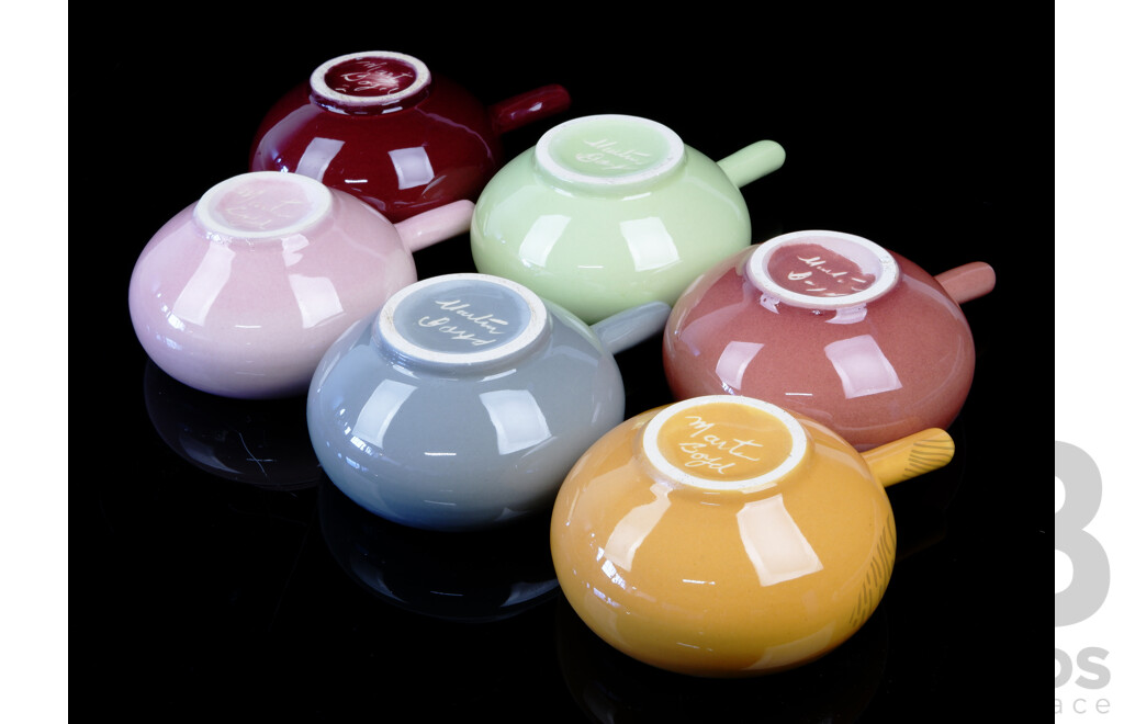 Set Six Hand Made Australian Studio Pottery Harlequin Ramekins by Martin Boyd