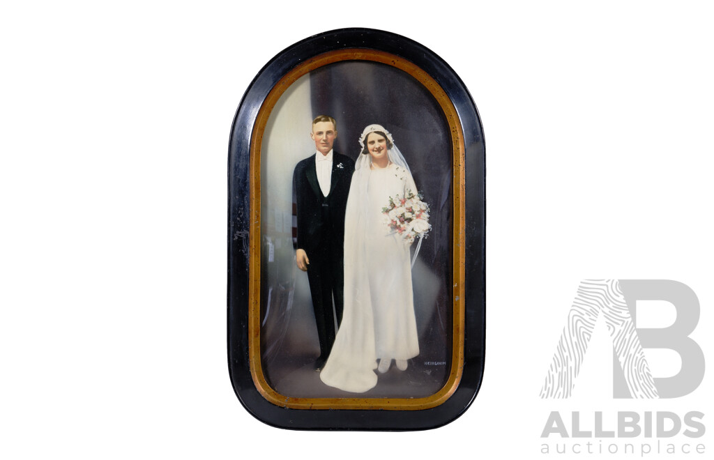 Empire Art Company, Sydney,  Mr & Mrs F O' Malley, Vintage Heirloom Portrait of Original Photograph (1934), 57 x 37 cm (frame)