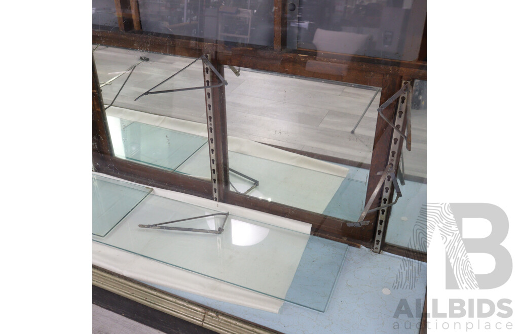 Vintage Brass Bound Glass Shop Front Display Cabinet