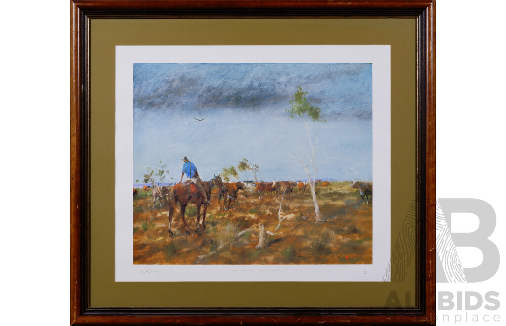 Hugh Sawrey, (20th Century, Australian, 1919-1999), the Dinner Camp Watch, Reproduction Limited Edition of Original, Signed and Editioned, 81 x 91 cm (frame)