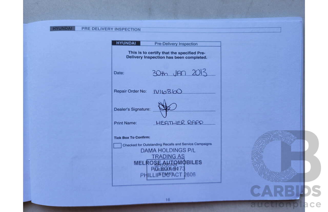 12/2012 Hyundai i30 Elite GD 5d Hatchback White 1.8L