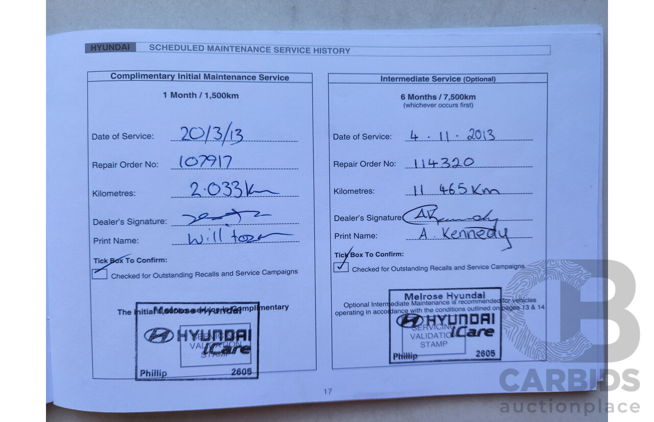 12/2012 Hyundai i30 Elite GD 5d Hatchback White 1.8L