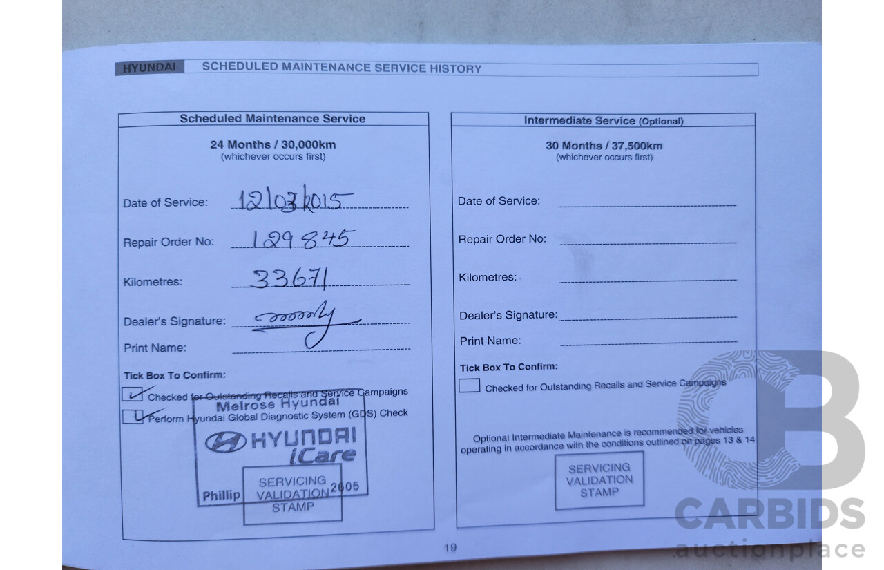 12/2012 Hyundai i30 Elite GD 5d Hatchback White 1.8L