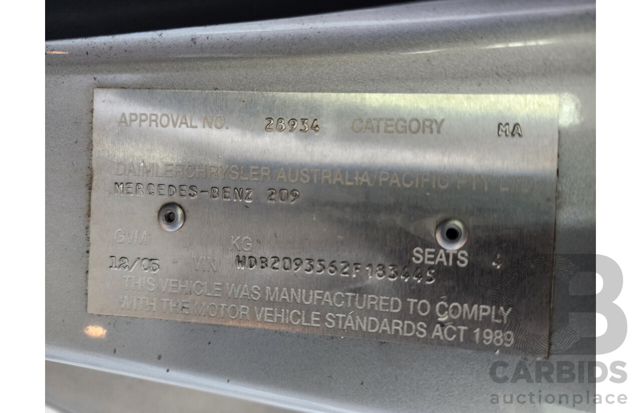 12/2005 Mercedes-Benz Clk350 Elegance C209 MY06 2d Coupe Silver 3.5L