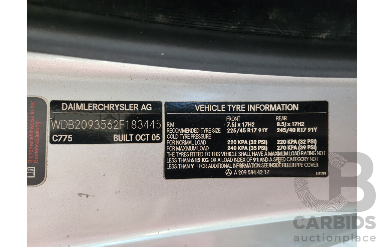 12/2005 Mercedes-Benz Clk350 Elegance C209 MY06 2d Coupe Silver 3.5L