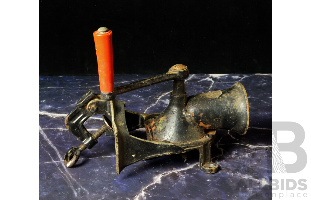 Cast Iron No 2 Wall and Bench Mount Meat Grinder by Spong & Co, London