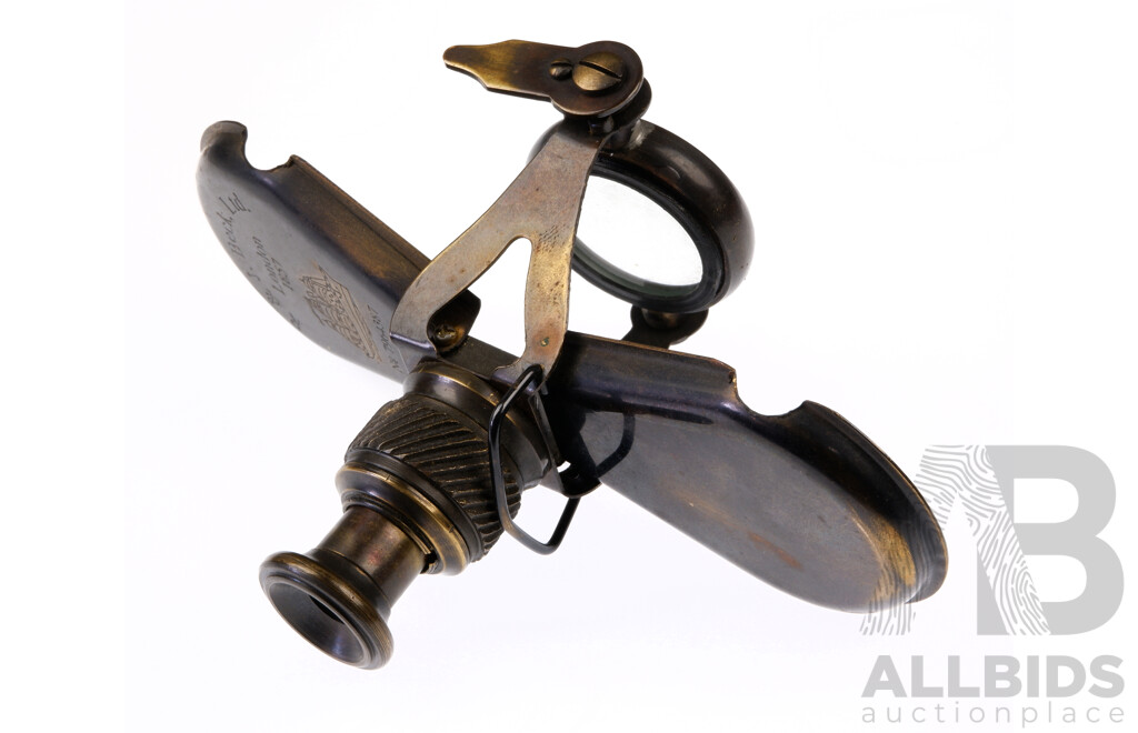 Antique Brass R & J Beck Ltd. London 1857 Fold Out Nautical Monocular Spyglass Telescope, Number 7964387