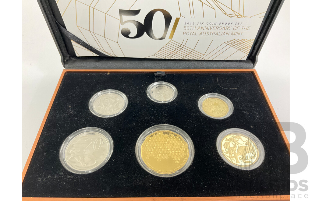 Australian RAM 2015 Six Proof Coin Set, 50th Anniversary of the Royal Australian Mint