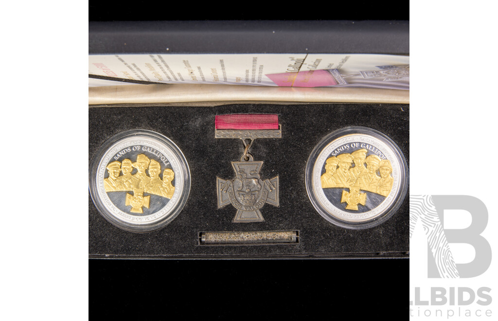 Australian Men of Valour Collection Sands of Gallipoli Medallion and Medal Set
