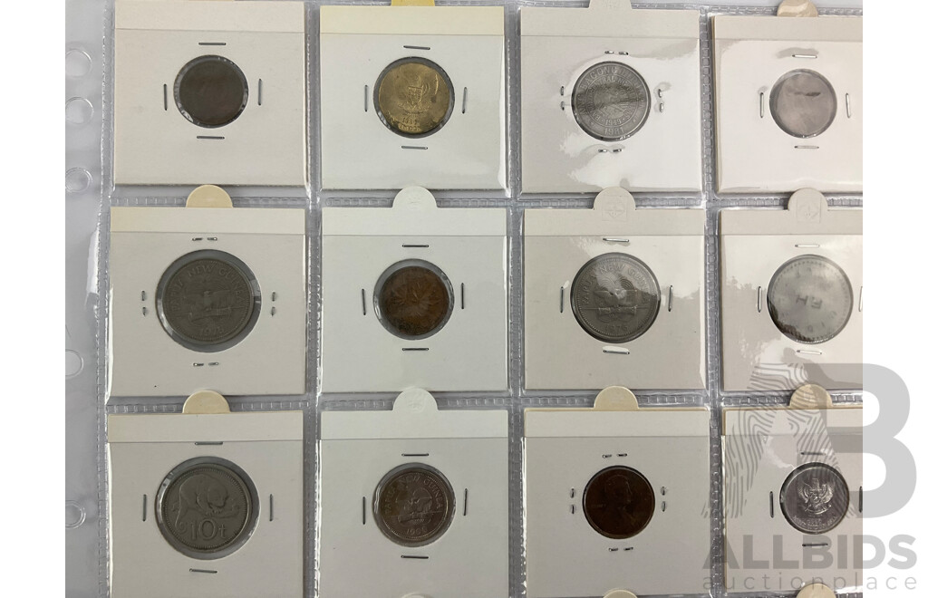 Collection of International Coins Including Canada, USA, UK, PNG, Philippines, Thailand All in 2x2 Holders