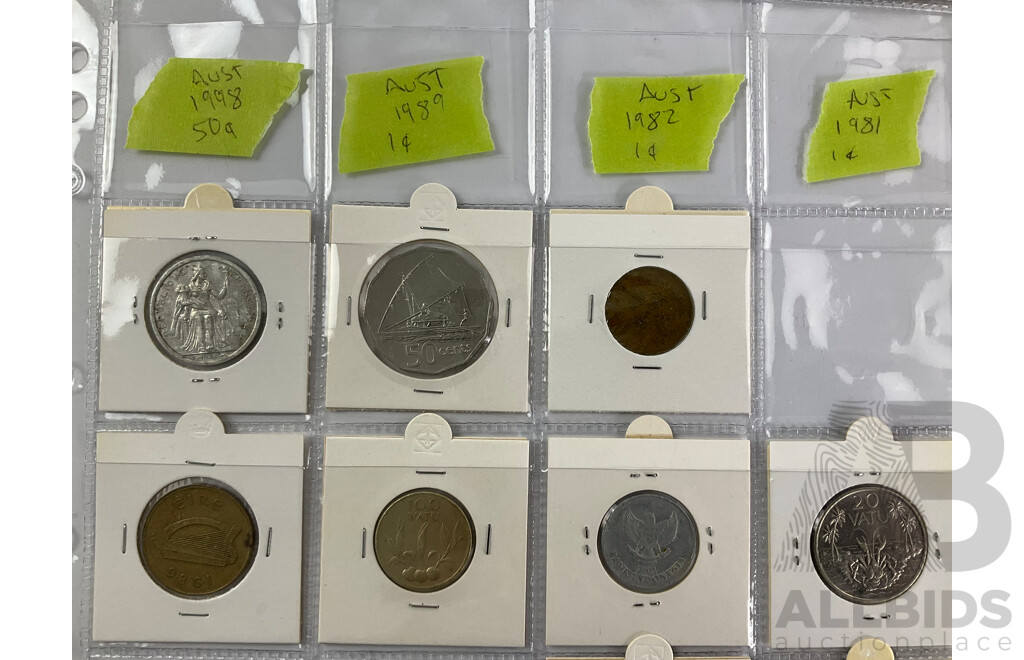 Collection of International Coins Including Canada, USA, UK, PNG, Philippines, Thailand All in 2x2 Holders