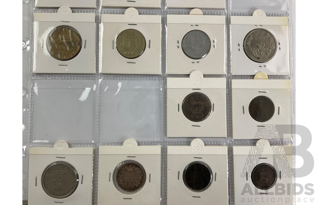Collection of International Coins Including Canada, USA, UK, PNG, Philippines, Thailand All in 2x2 Holders