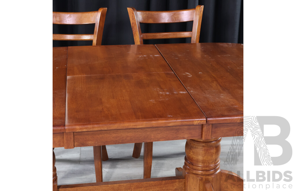 Twin Pedestal Dining Table with Six Ladder Back Chairs