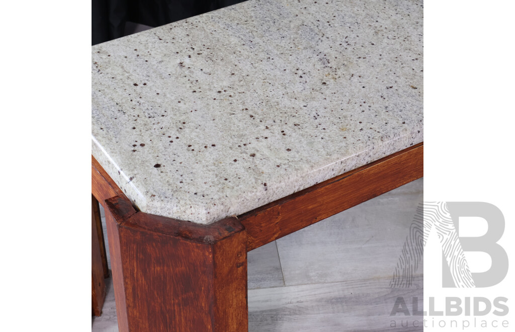 Pine Coffee Table with Travertine Top