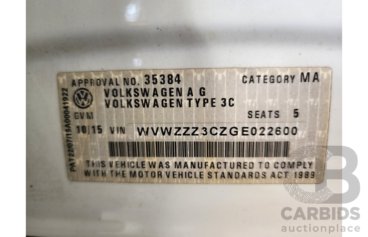 10/2015 Volkswagen Passat 132 TSI Comfortline 3C MY16 4d Wagon White 1.8L