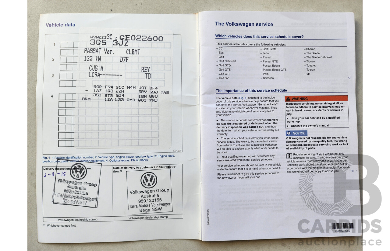 10/2015 Volkswagen Passat 132 TSI Comfortline 3C MY16 4d Wagon White 1.8L