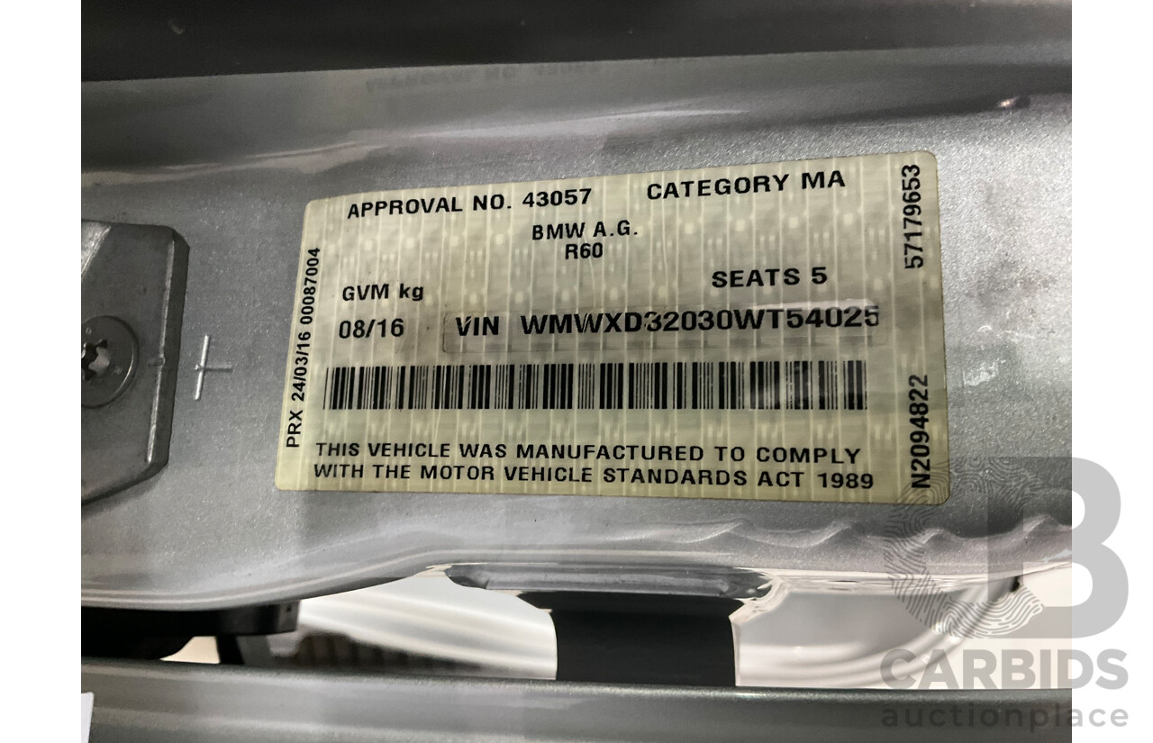 08/2016 Mini Cooper D Countryman (FWD) R60 MY15 4d Wagon Crystal Silver Metallic Turbo Diesel 2.0L