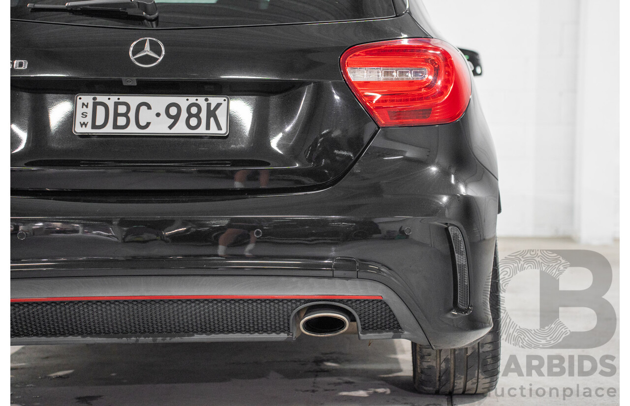 10/2015 Mercedes-Benz A250 Sport 176 MY15 5d Hatchback Cosmos Black Metallic Turbo 2.0L