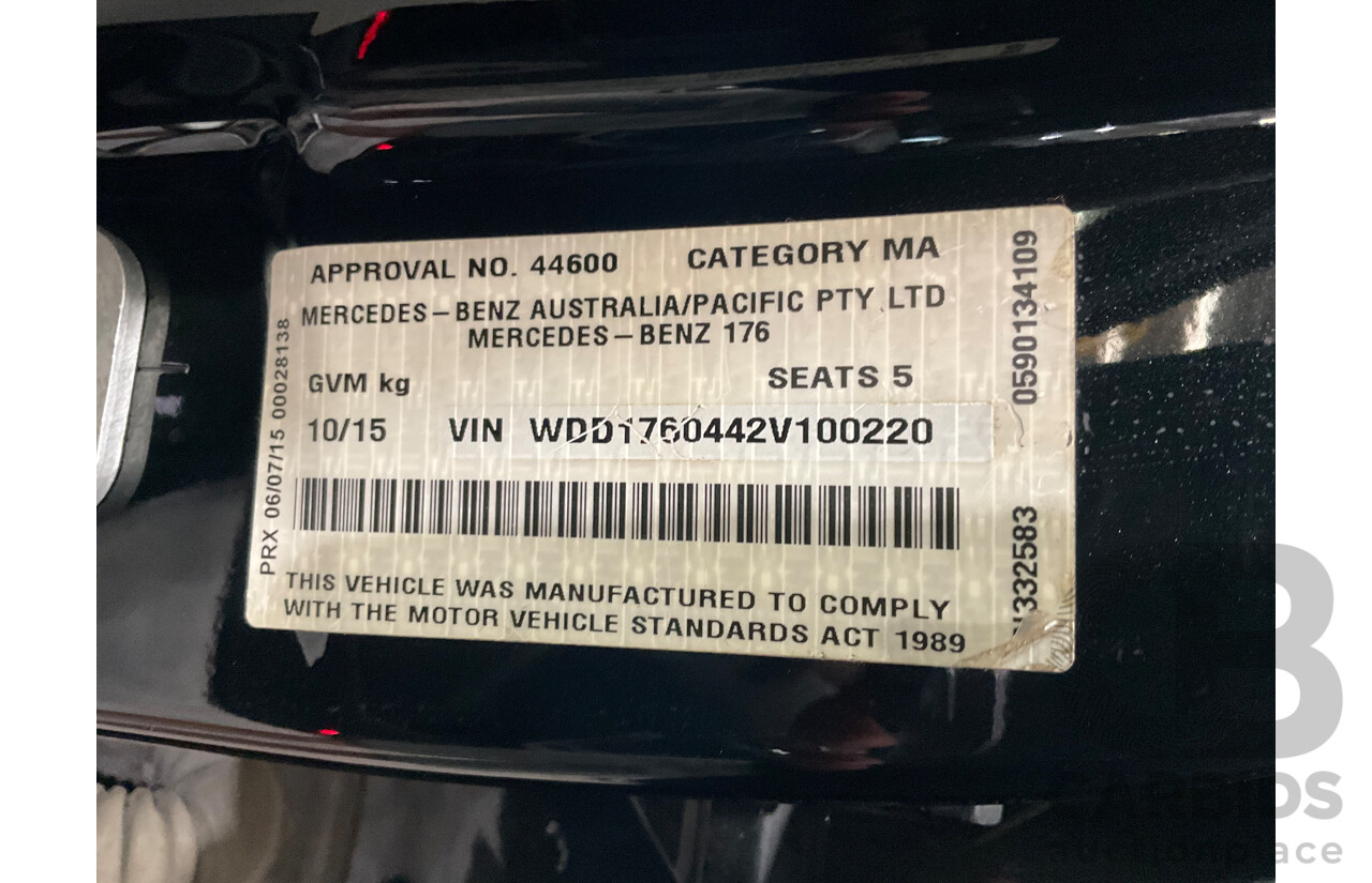 10/2015 Mercedes-Benz A250 Sport 176 MY15 5d Hatchback Cosmos Black Metallic Turbo 2.0L