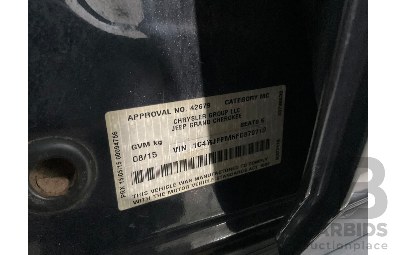 8/2015 Jeep Grand Cherokee Limited (4x4) WK MY15 4d Wagon Maximum Steel Metallic Turbo Diesel 3.0L