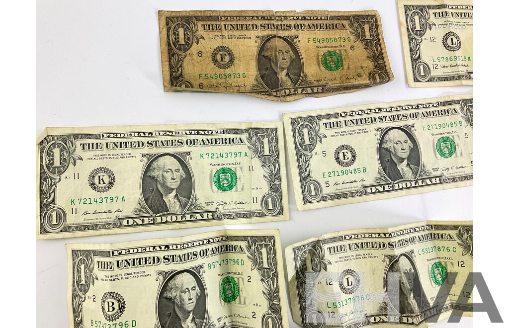 Eleven USA One Dollar Notes, Examples - Lot 1600278 | EHVA
