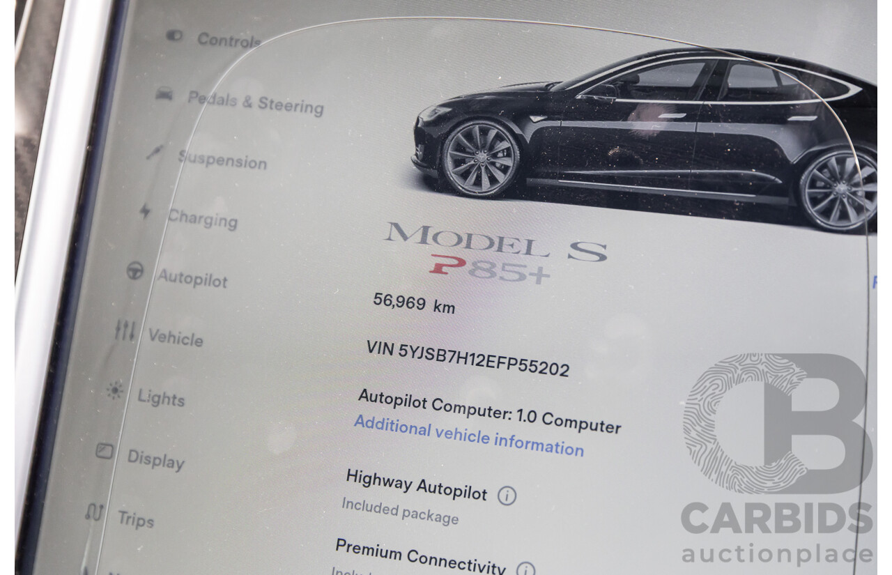 11/2014 Tesla Model S P85+ Performance Plus 4d Hatchback Black Dedicated Electric EV 310kw