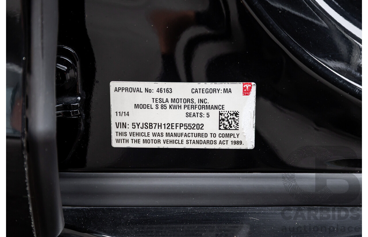 11/2014 Tesla Model S P85+ Performance Plus 4d Hatchback Black Dedicated Electric EV 310kw