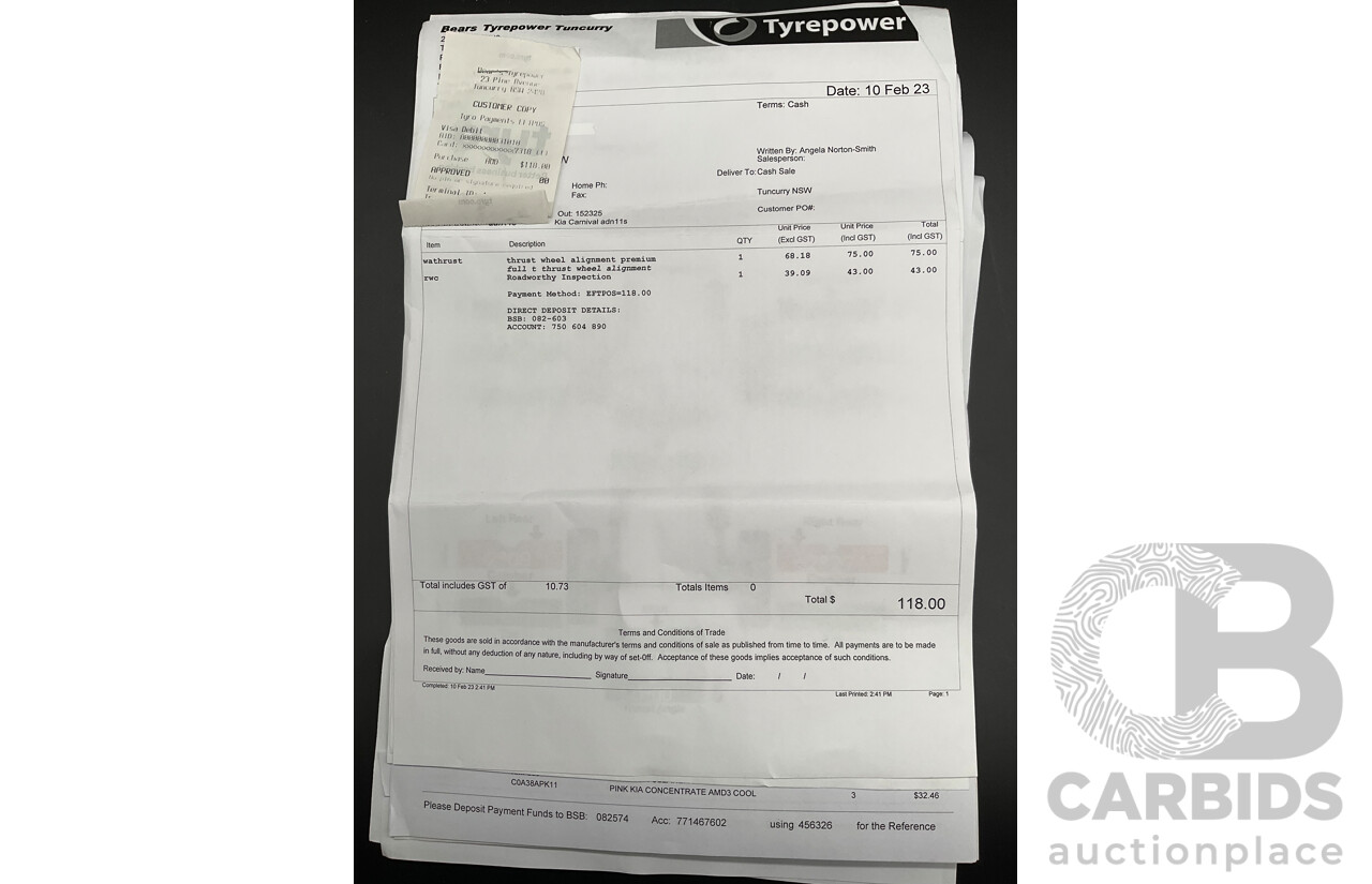 11/2015 Kia Carnival S YP MY16 4d Wagon Clear White V6 3.3L - 7 Seater