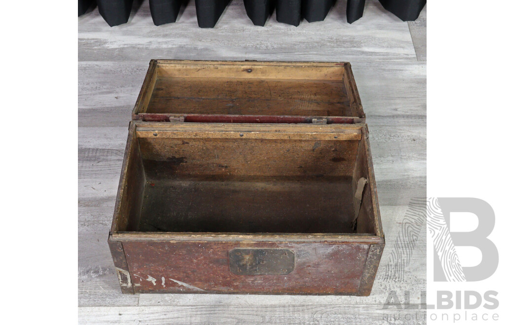 Small Vintage Wood and Metal Strong Box