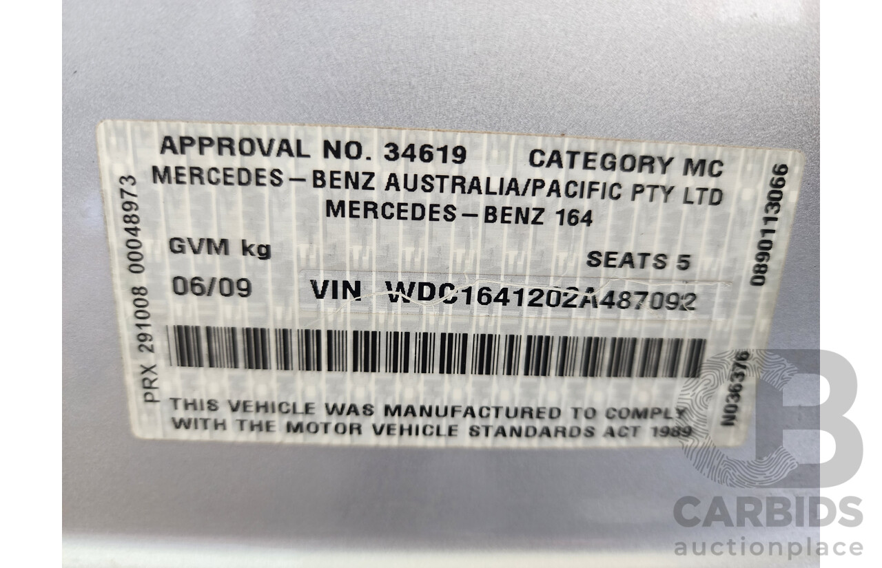 6/2009 Mercedes-Benz ML 280 CDI (4x4) W164 08 UPGRADE 4d Wagon Silver 3.0L