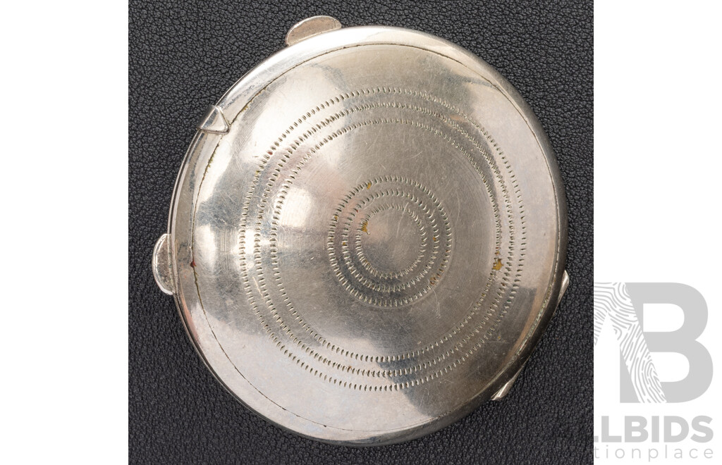 Vintage Silver Makeup Compact with Mirror, 68mm, 73.19 Grams