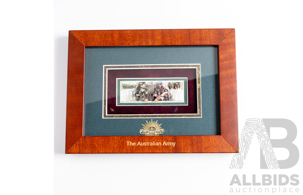 Australian Framed Mibex Australian Army Stamps