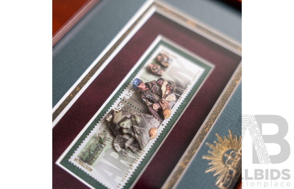 Australian Framed Mibex Australian Army Stamps
