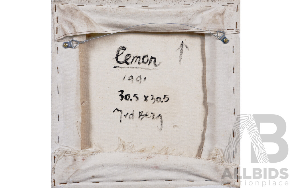 Jelle Van Den Berg, (20th Century, Dutch, 1959-), Lemon, Oil on Canvas, 30.5 x 30.5 cm