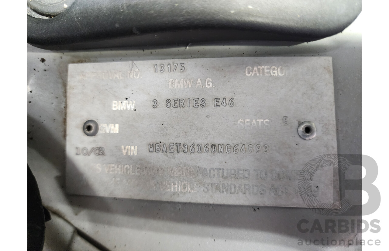 10/2002 Bmw 3 25i E46 4d Sedan Silver 2.5L