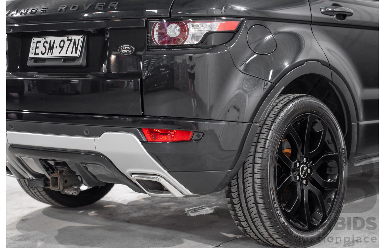 12/2011 Range Rover Evoque TD4 Dynamic LV 5d Wagon Sumatra Black Metallic/Fuji White Roof Turbo Diesel 2.2L