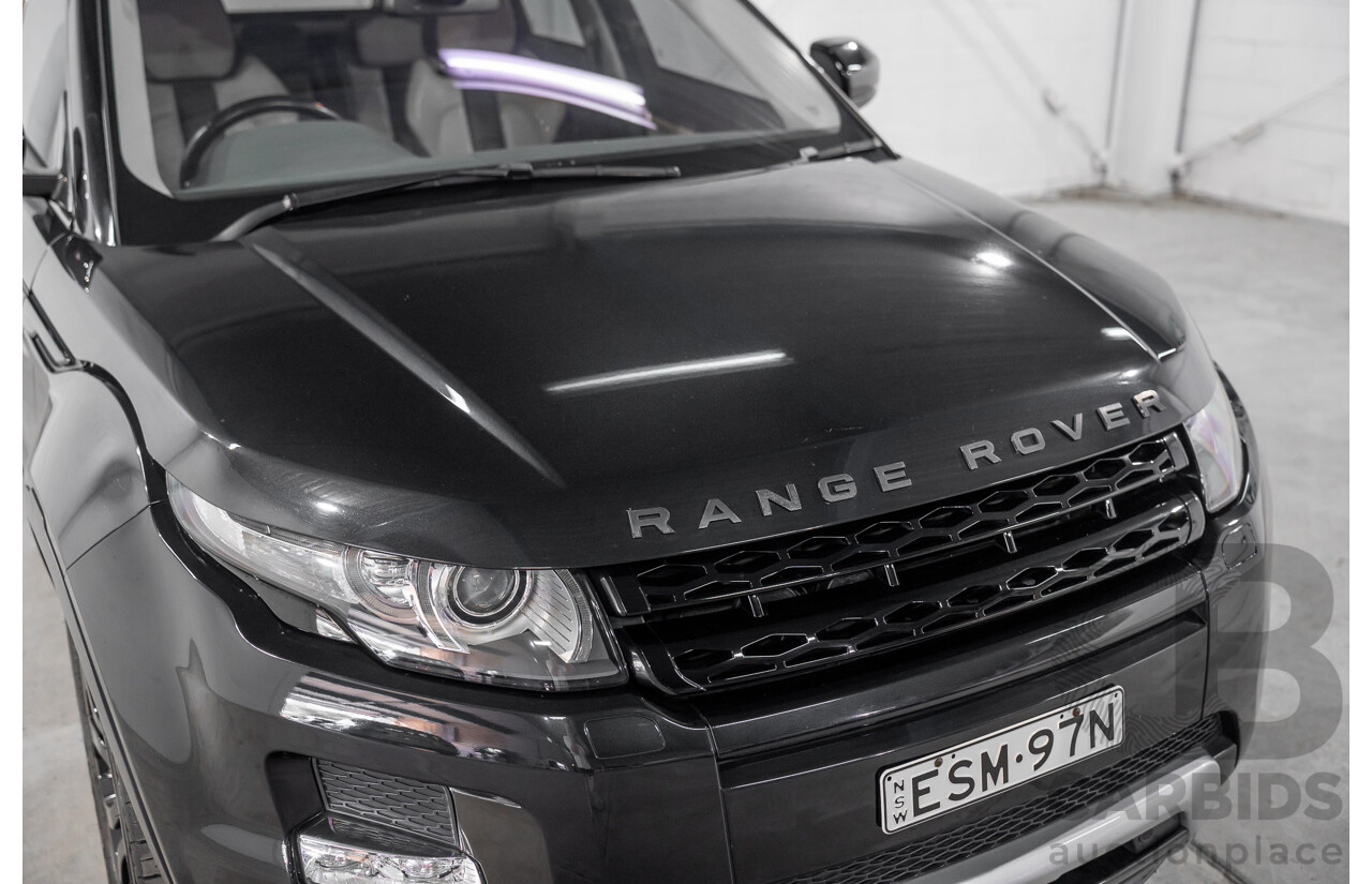 12/2011 Range Rover Evoque TD4 Dynamic LV 5d Wagon Sumatra Black Metallic/Fuji White Roof Turbo Diesel 2.2L