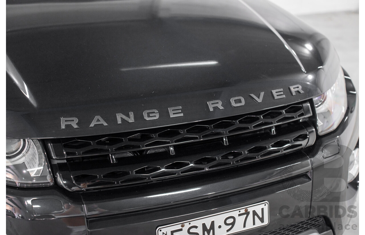 12/2011 Range Rover Evoque TD4 Dynamic LV 5d Wagon Sumatra Black Metallic/Fuji White Roof Turbo Diesel 2.2L