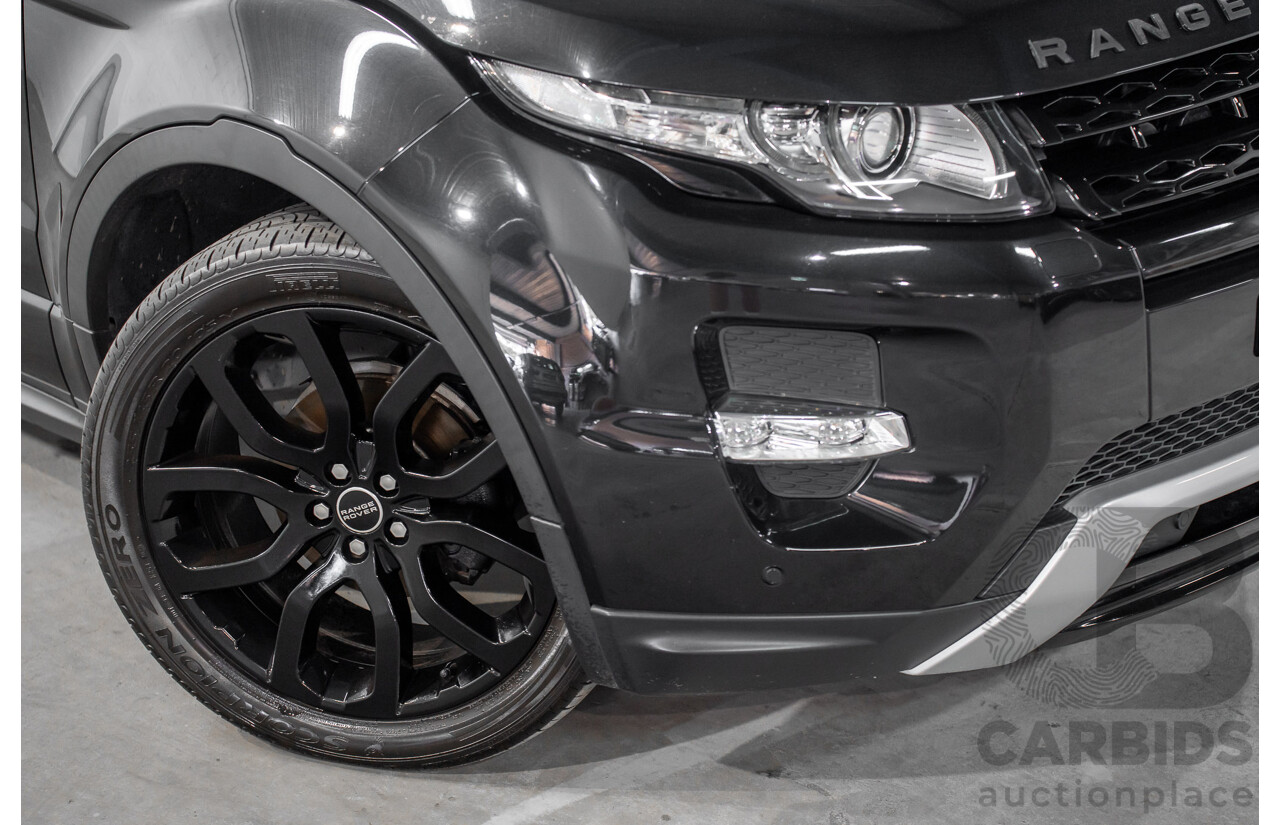 12/2011 Range Rover Evoque TD4 Dynamic LV 5d Wagon Sumatra Black Metallic/Fuji White Roof Turbo Diesel 2.2L