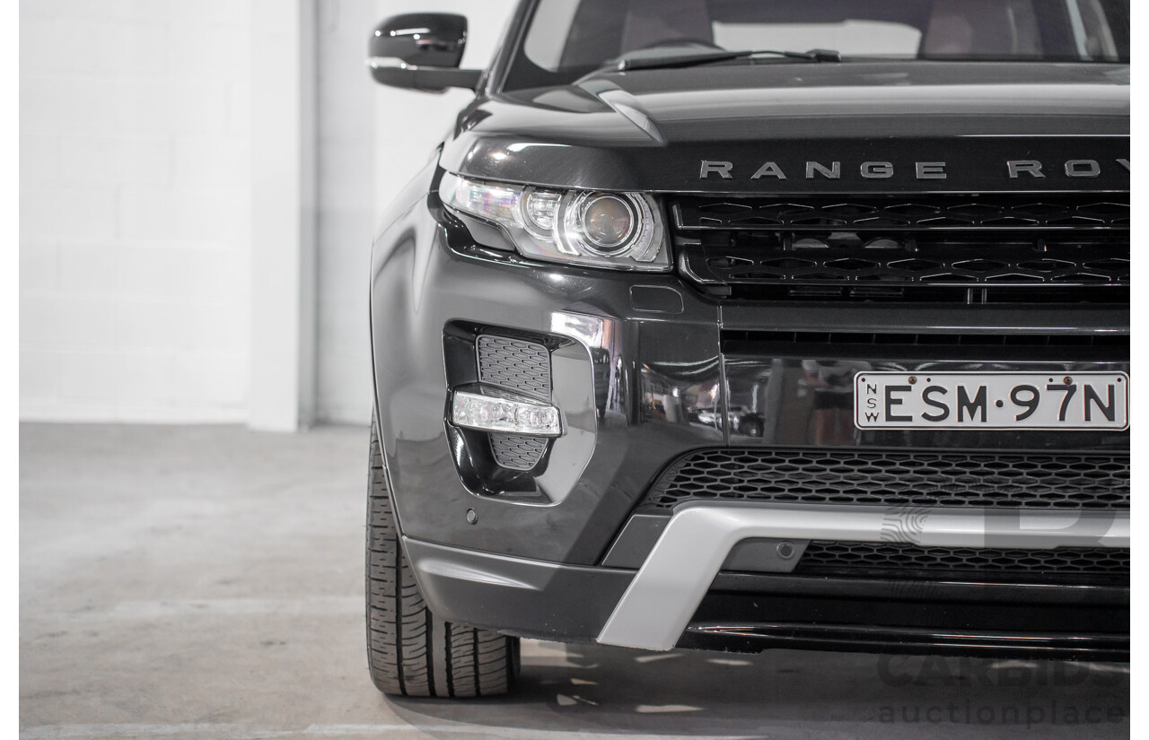 12/2011 Range Rover Evoque TD4 Dynamic LV 5d Wagon Sumatra Black Metallic/Fuji White Roof Turbo Diesel 2.2L