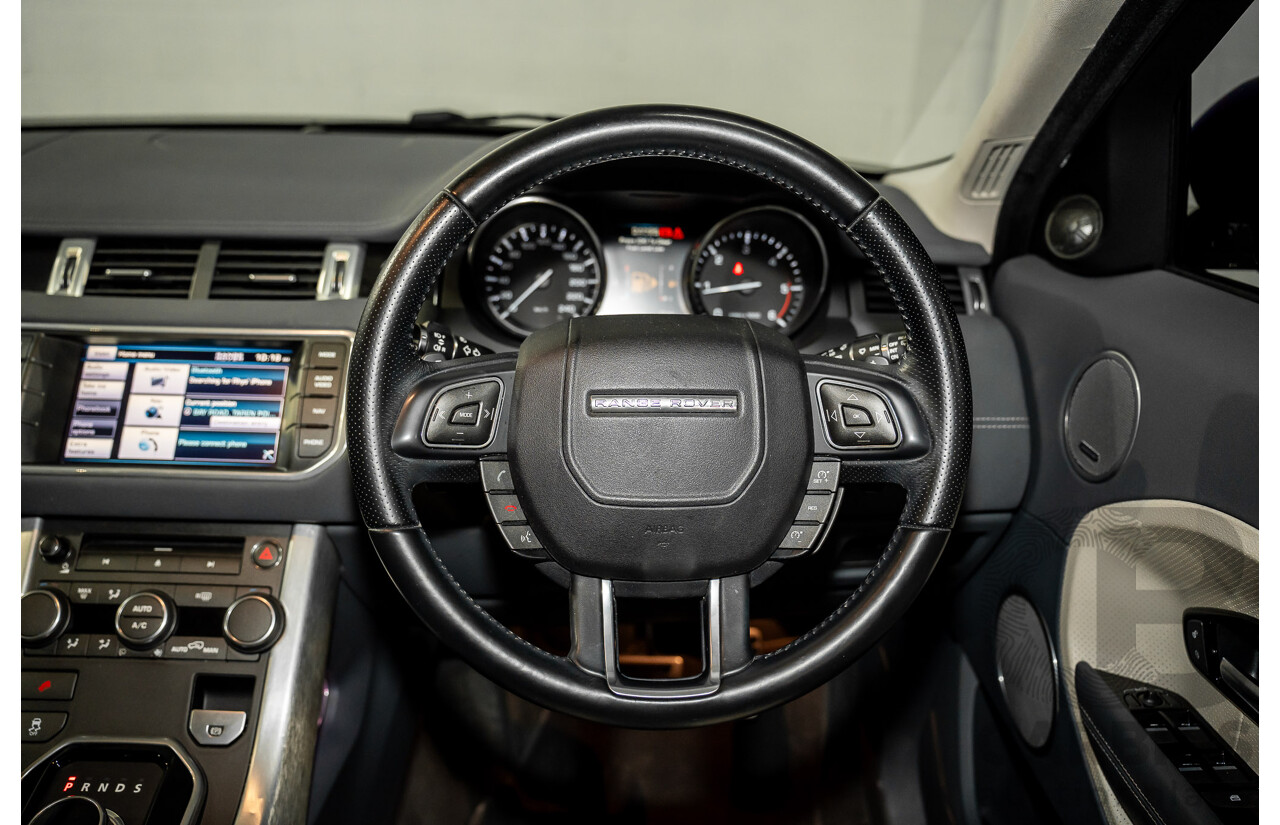 12/2011 Range Rover Evoque TD4 Dynamic LV 5d Wagon Sumatra Black Metallic/Fuji White Roof Turbo Diesel 2.2L