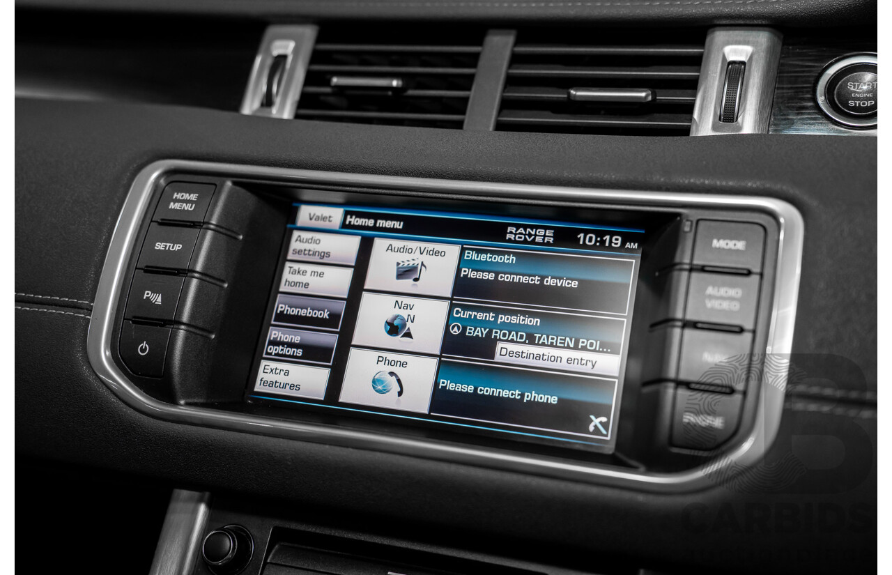 12/2011 Range Rover Evoque TD4 Dynamic LV 5d Wagon Sumatra Black Metallic/Fuji White Roof Turbo Diesel 2.2L