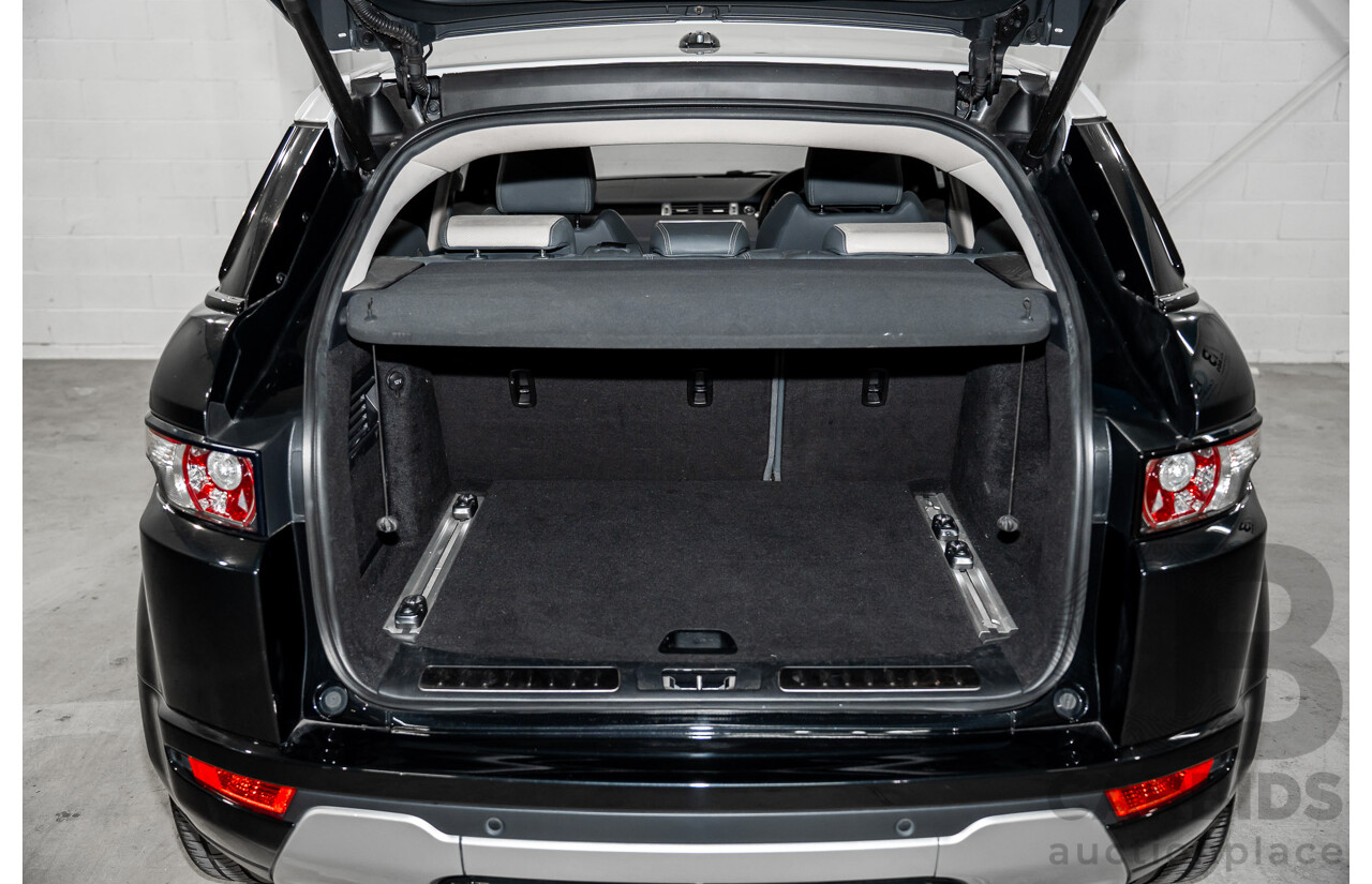 12/2011 Range Rover Evoque TD4 Dynamic LV 5d Wagon Sumatra Black Metallic/Fuji White Roof Turbo Diesel 2.2L
