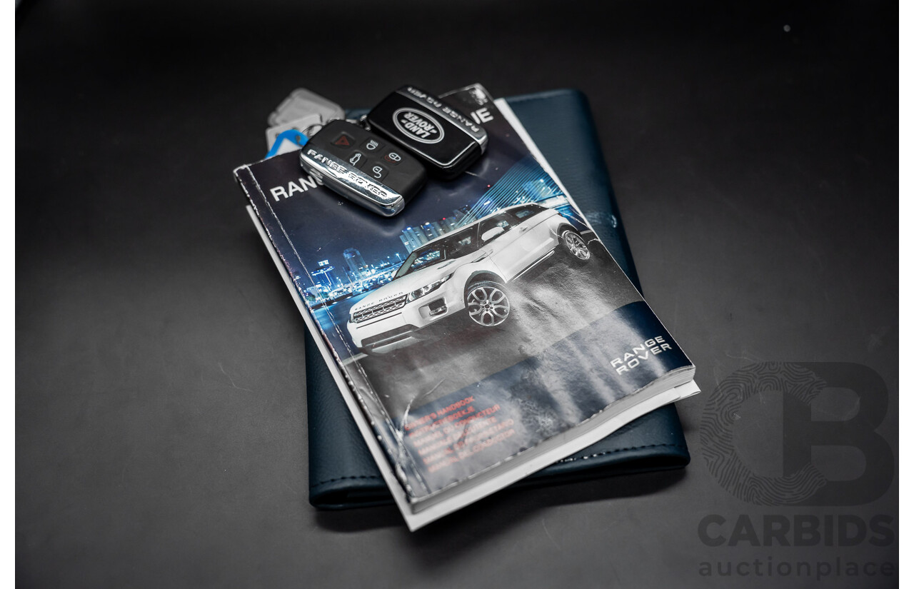 12/2011 Range Rover Evoque TD4 Dynamic LV 5d Wagon Sumatra Black Metallic/Fuji White Roof Turbo Diesel 2.2L