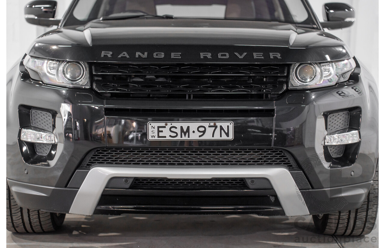 12/2011 Range Rover Evoque TD4 Dynamic LV 5d Wagon Sumatra Black Metallic/Fuji White Roof Turbo Diesel 2.2L