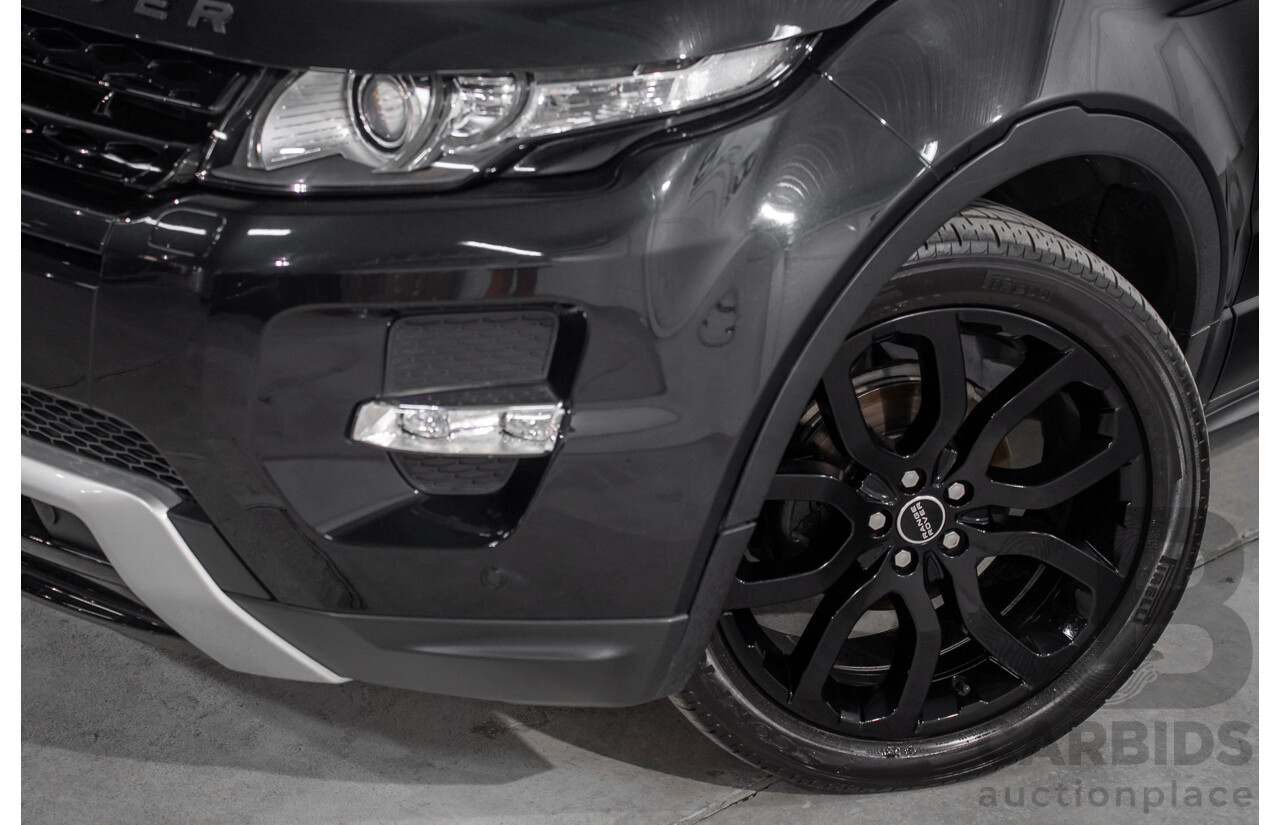 12/2011 Range Rover Evoque TD4 Dynamic LV 5d Wagon Sumatra Black Metallic/Fuji White Roof Turbo Diesel 2.2L