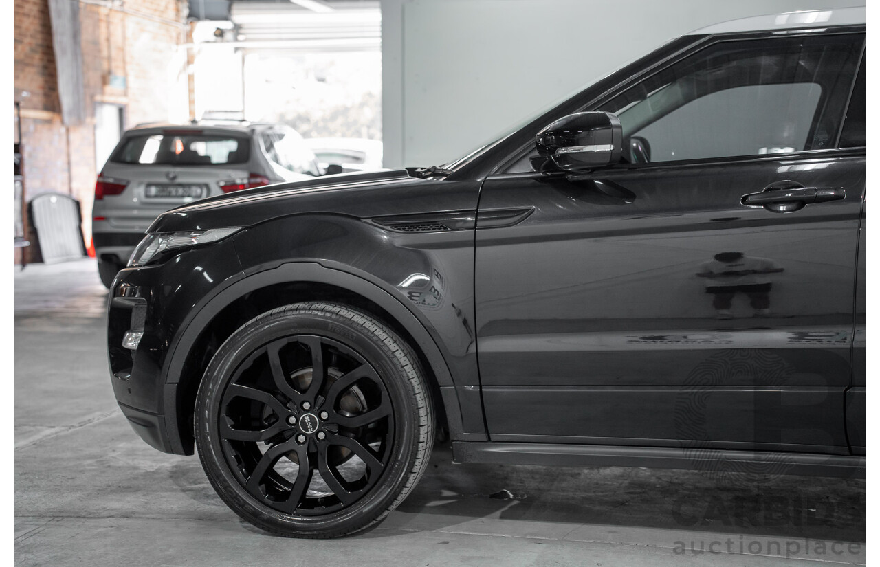 12/2011 Range Rover Evoque TD4 Dynamic LV 5d Wagon Sumatra Black Metallic/Fuji White Roof Turbo Diesel 2.2L