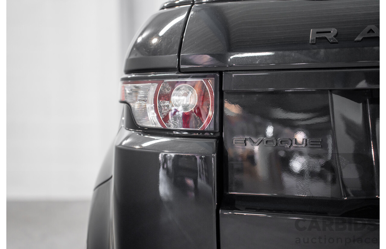 12/2011 Range Rover Evoque TD4 Dynamic LV 5d Wagon Sumatra Black Metallic/Fuji White Roof Turbo Diesel 2.2L